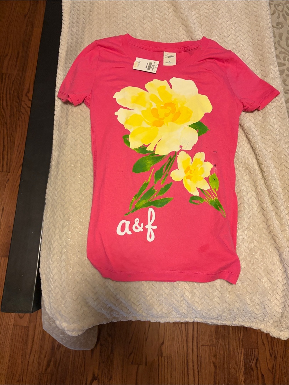 Abercrombie & Fitch Pink Tee with Yellow Floral Print